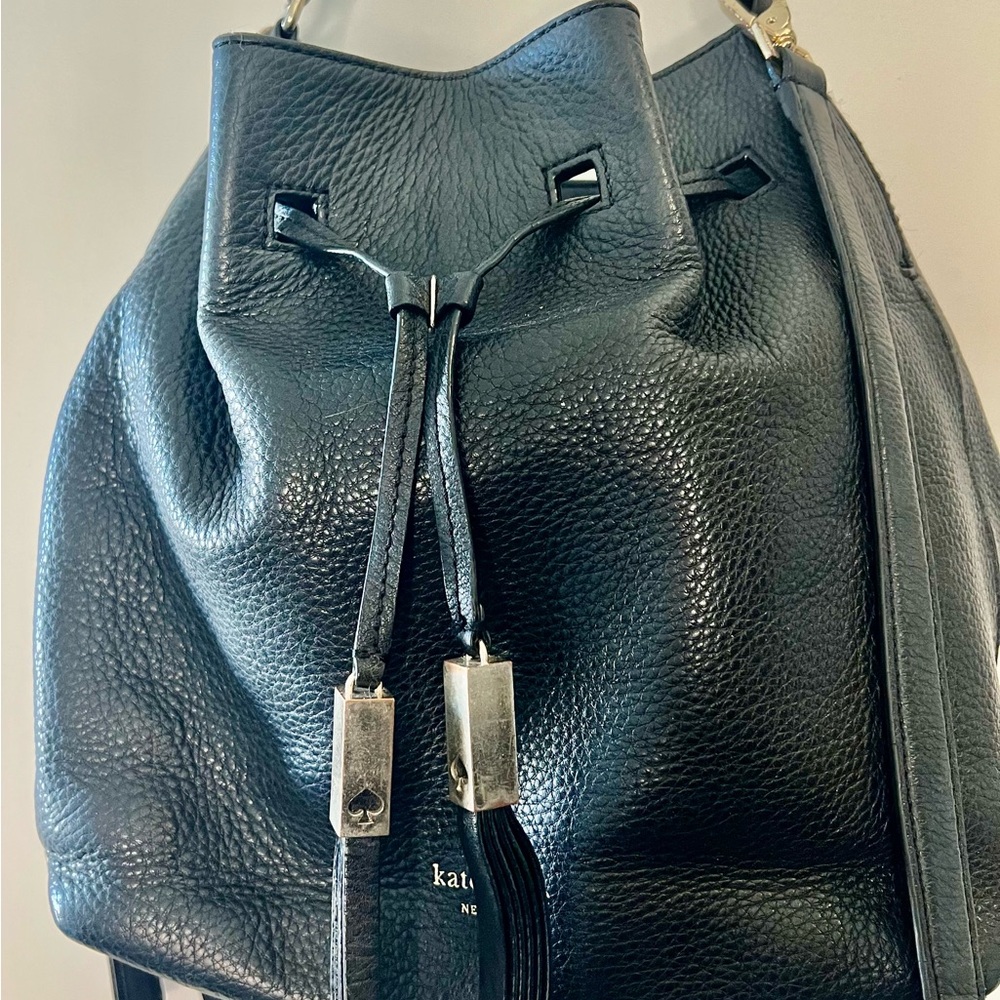 Kate Spade Black Leather Bucket Bag